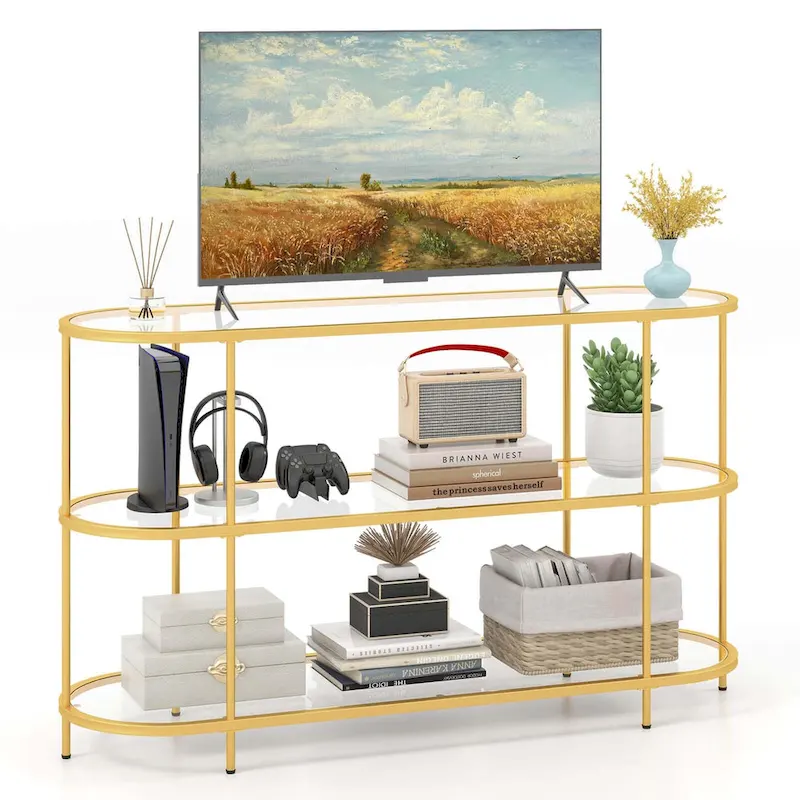 3-Tier TV Stand for TVs up to 65 with Tempered Glass Shelves - See Details
