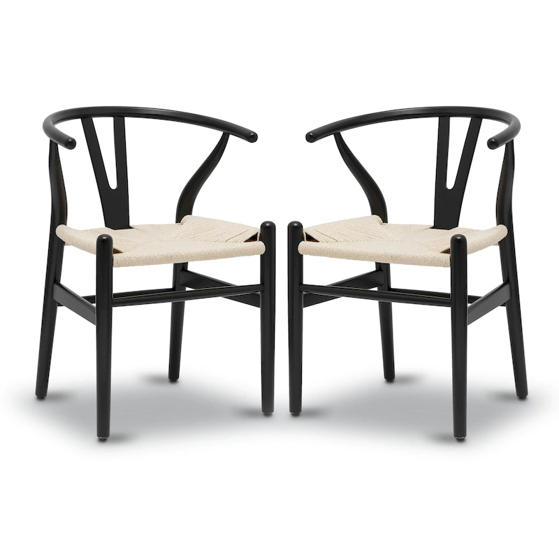 Poly & Bark Weave Chairs - Solid Wood Frame (Set of 2)