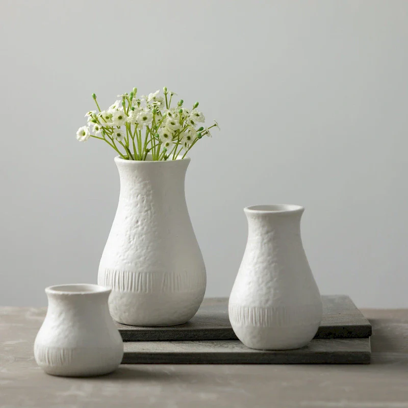 Sullivans 3 , 5  & 6  White Chiffon Stone Vase - Set Of 3