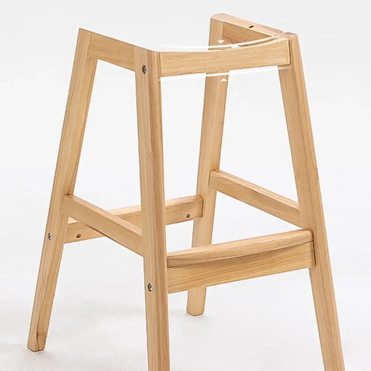 Scandinavian Wood Frame Leather Ergonomic Bucket Bar Stool