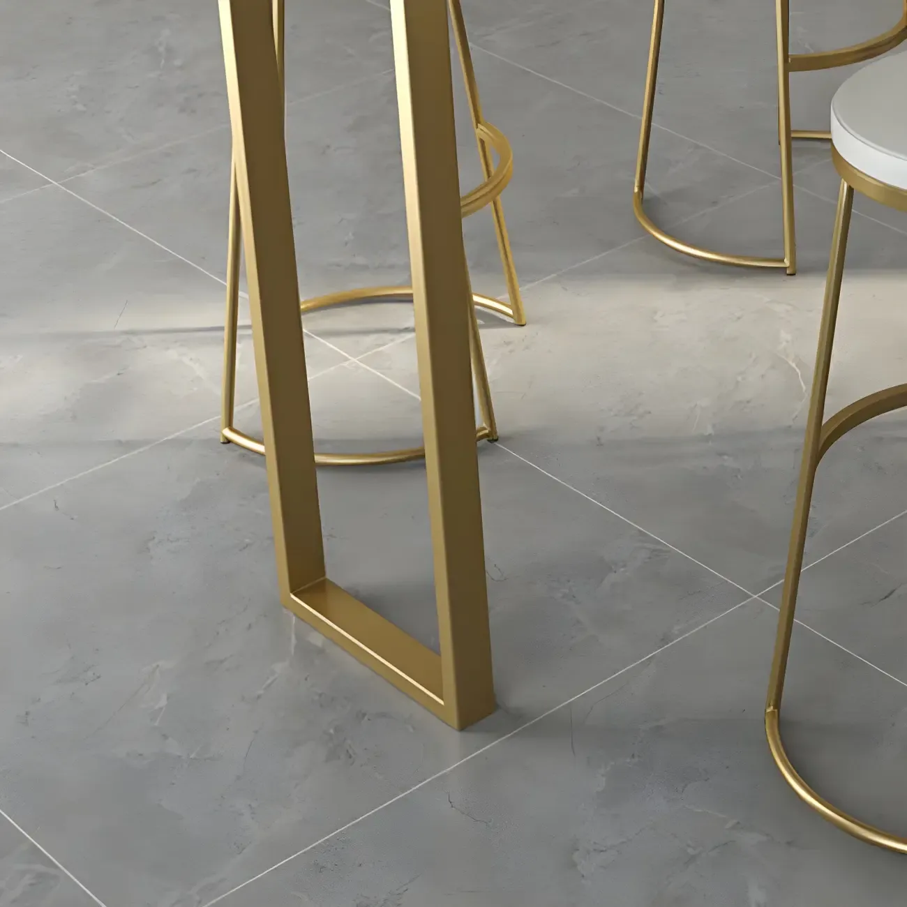 Black Rectangle Marble Tall Bar Table Gold Base