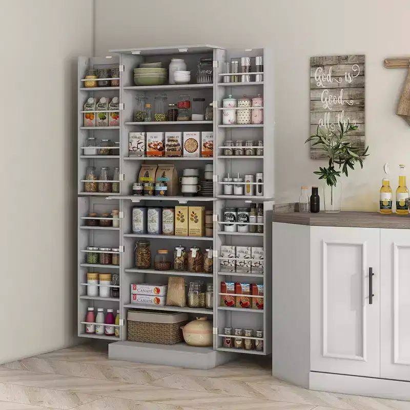 HOMCOM 65 Kitchen Pantry Cabinet, Modern Storage Cabinet with Doors and Shelves, Freestanding Cupboard for Dining Room