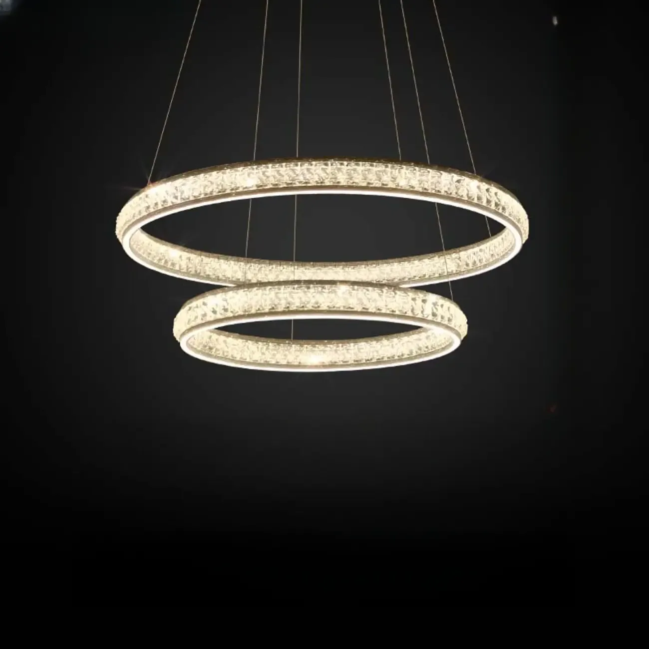 Luxury LED Golden Tiered Ring Crystal Chandelier