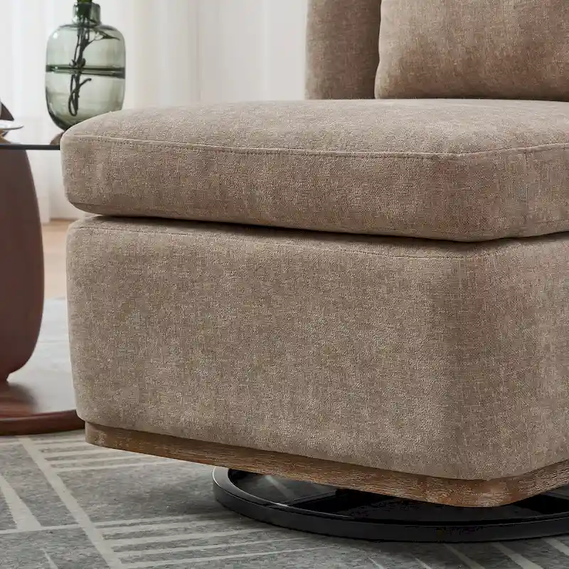 25 Seat Wide Chenille Office Accent Chair with 360 Swivel Metal Base