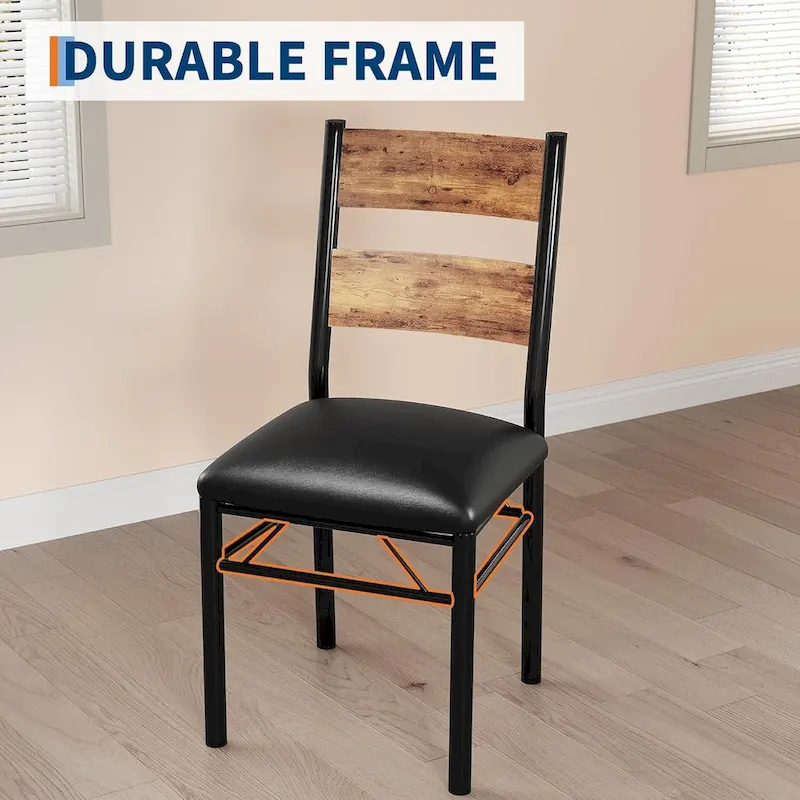 Dining Table Set, Wood Kitchen Table with Upholstered Chairs