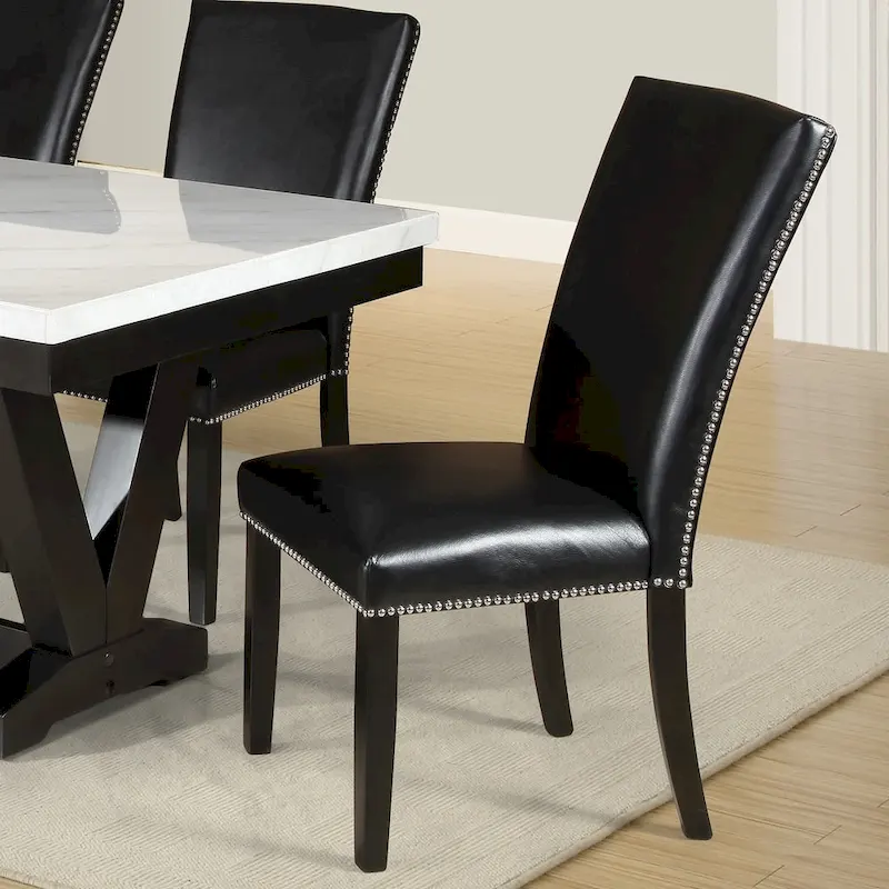 Black Studded Dining Chairs (Set of 2)