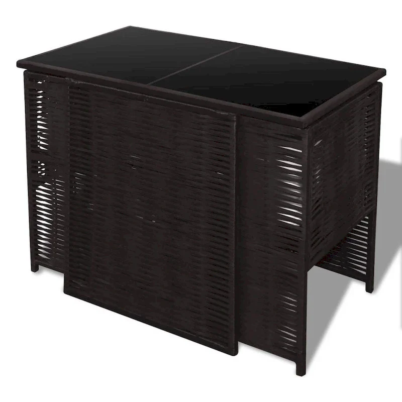 vidaXL Patio Bistro Set 3 Piece Garden Wicker Chair with Cushions Poly Rattan