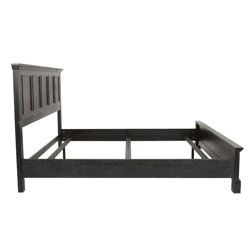 Farmhouse Basics Rustic Black Finish Panel Bed Set
