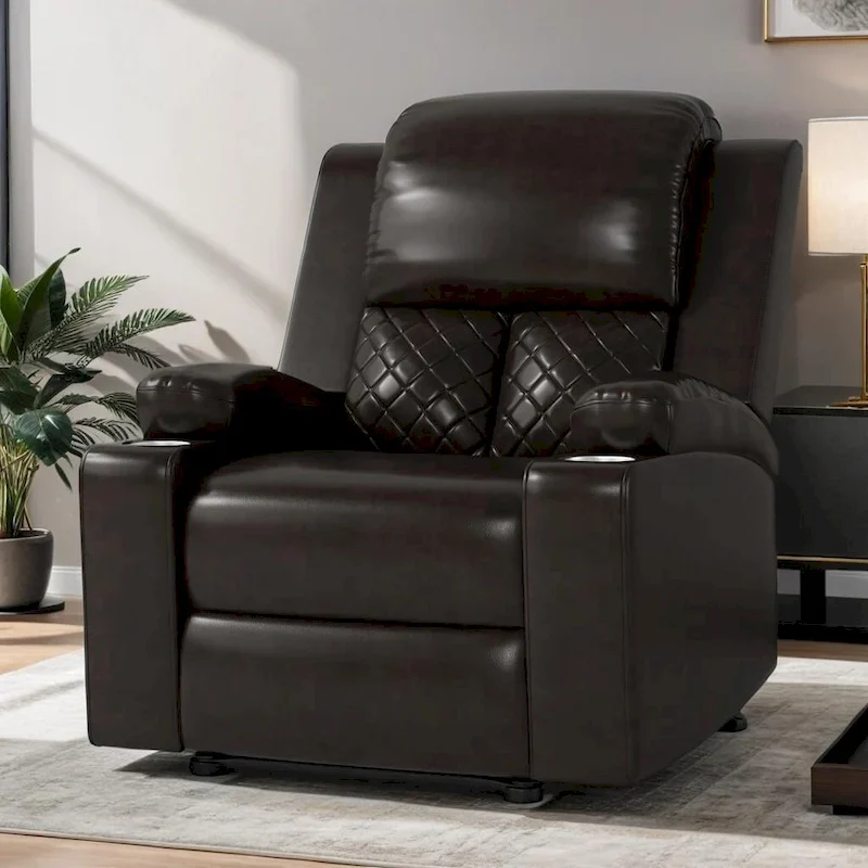 Brown/Black Manual Recliner, Single Seat, 1-Person