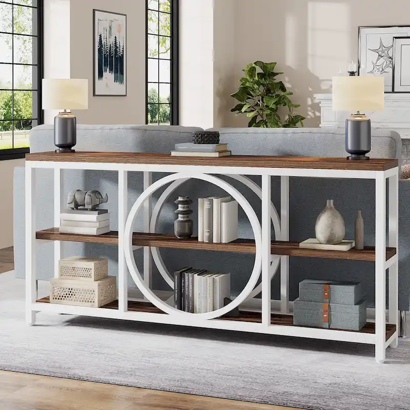 70.9 Inch Extra Long Console Table with 3-Tier Storage Shelves