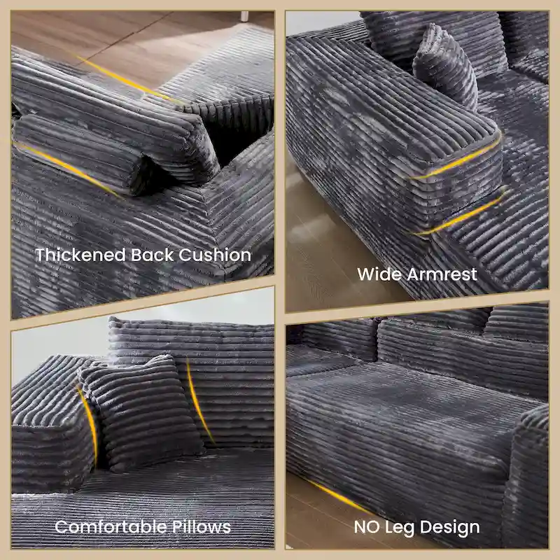 HOOOWOOO Modern L-shaped Modular Sectional Sofa with Chaise