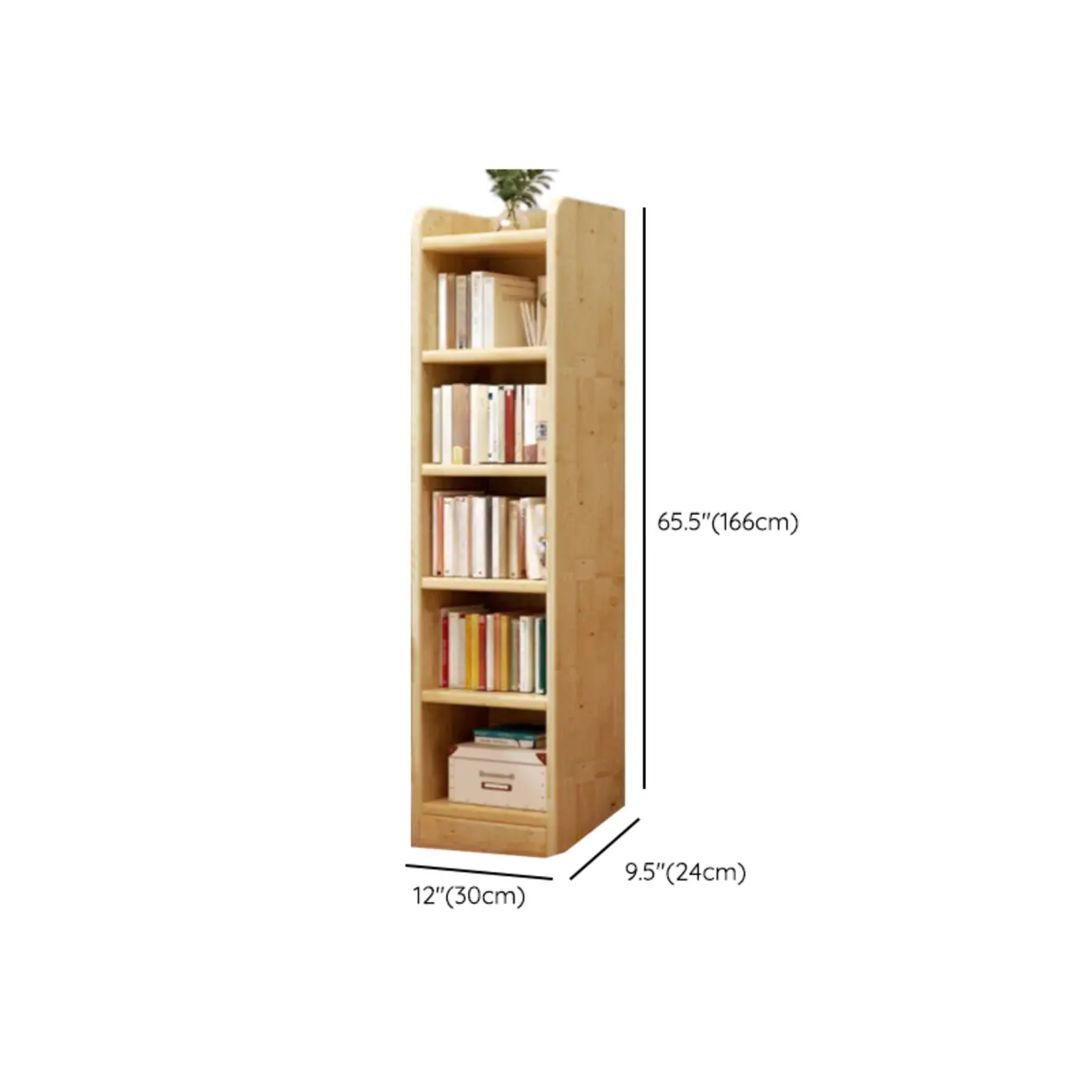 Rustic Vertical 5-Tier Closed Back Wooden Bookshelf