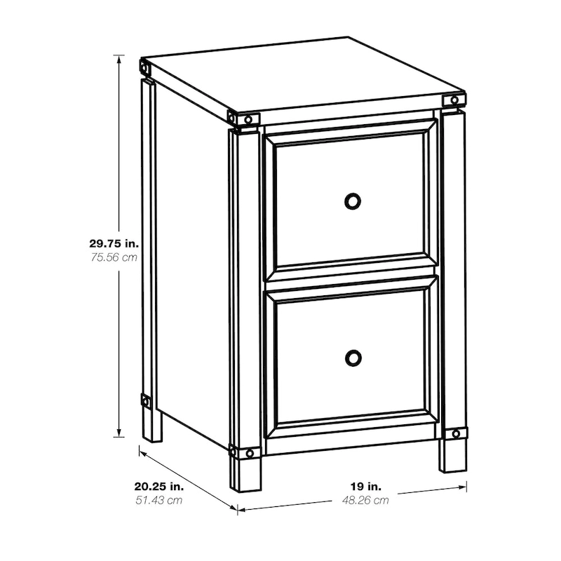 OS Home & Office Furniture Two Drawer File Cabinet in Brushed Walnut Wood Veneer