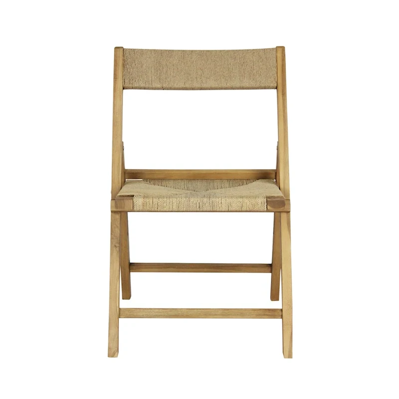 Mallorca Coastal Modern Wood Woven Seagrass Folding Chair, Natural (Set of 2) by JONATHAN Y