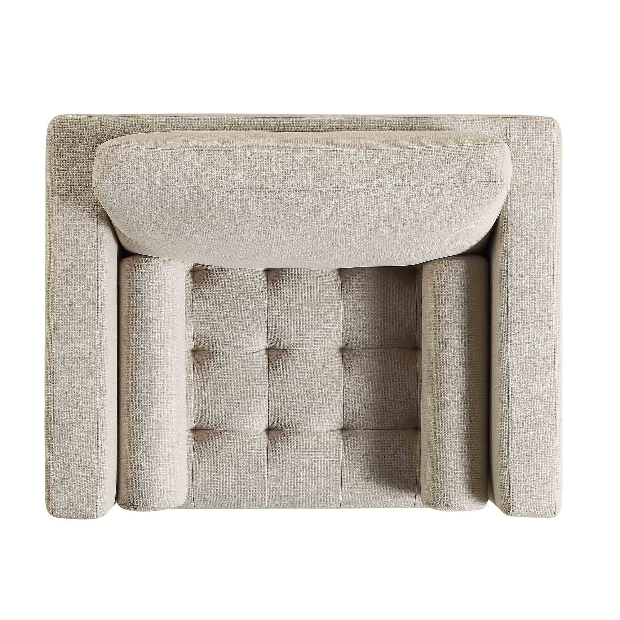Armchair, Beige Woven Fabric