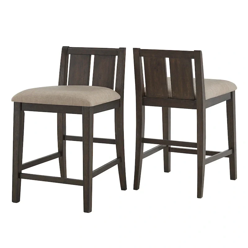 Two-Tone Fabric Counter Height Chair, Brown / Grey & White, Set of 2