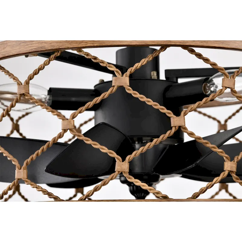 Marzell 16 Inch Modern Wood Grain Fandelier - N/A