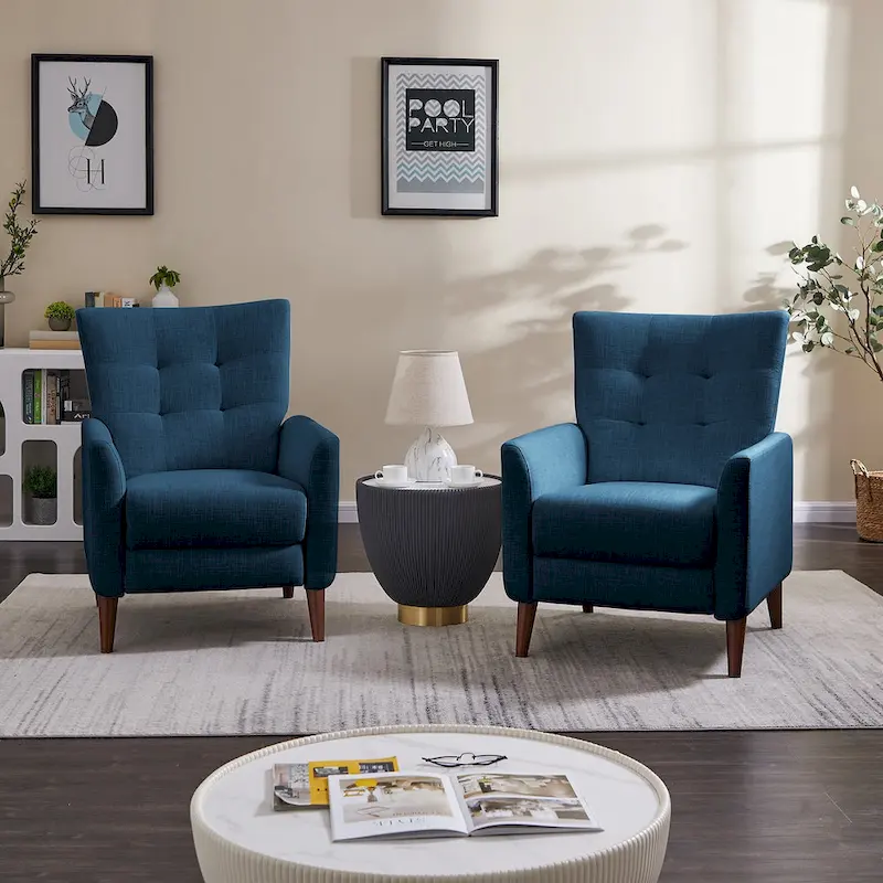 Modern Manual Recliner with Solid Wooden Legs