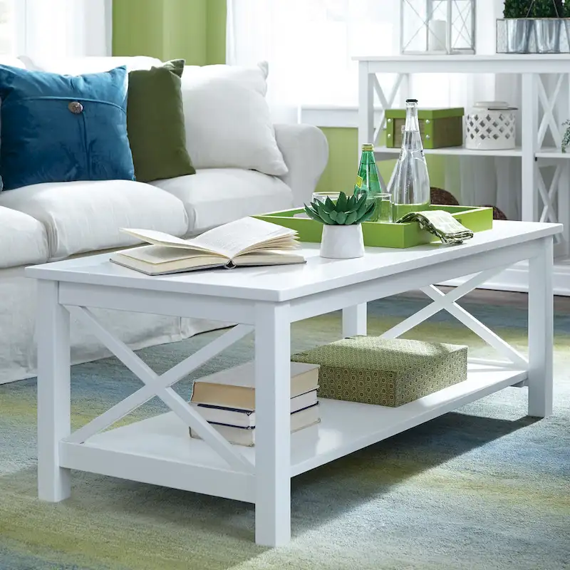 Solid Hardwood Coffee Table - Unfinished, White, Washed Gray Taupe, Espresso - Multi-Person Use