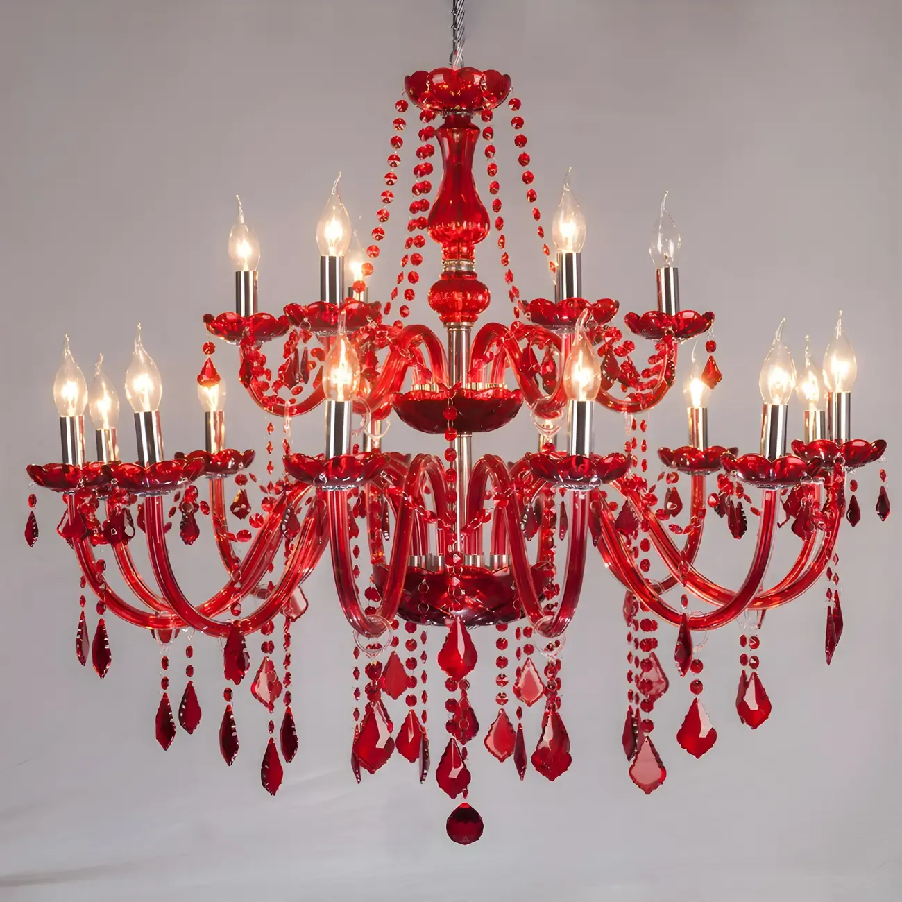 Mid-Century Luxurious Crystal Candelabra Chandelier