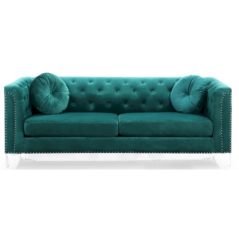 Pompano Velvet Button Tufted Sofa