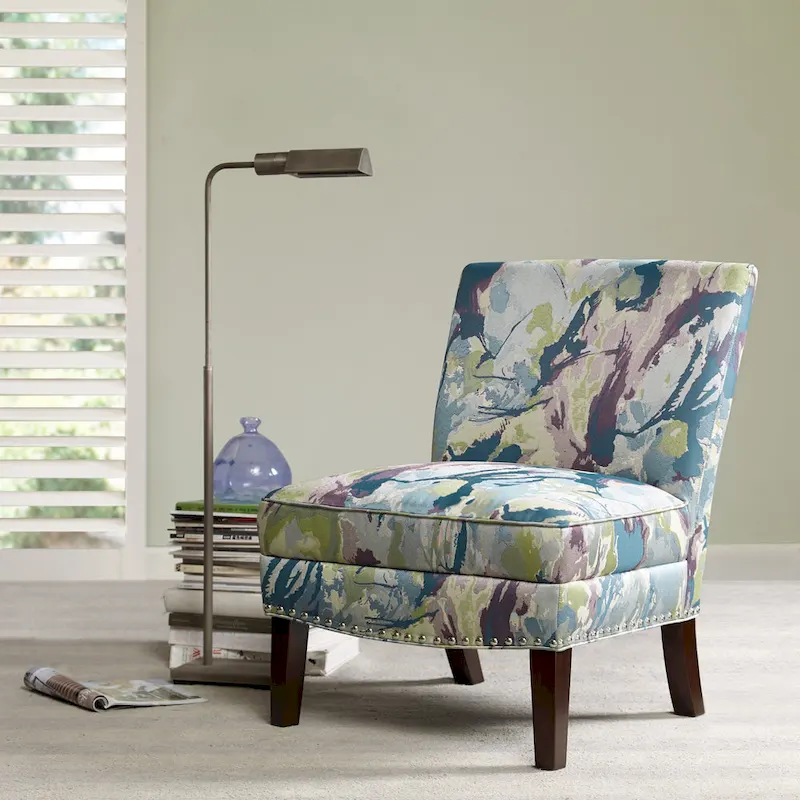 Alex Artistic Print Armless Slipper Accent Chair