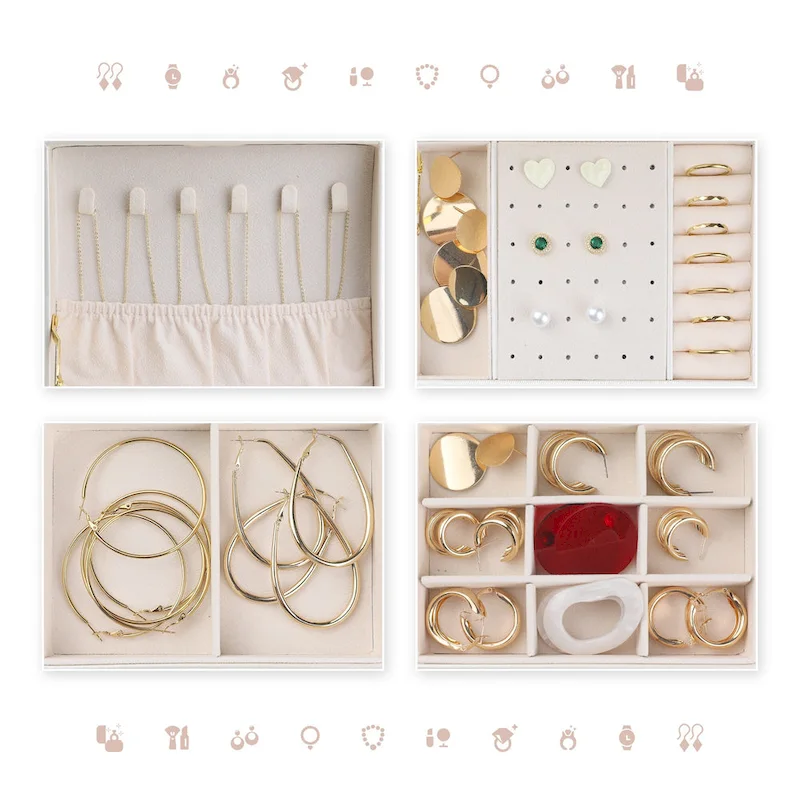 3-Layer PU Leather Jewelry Box with Drawers