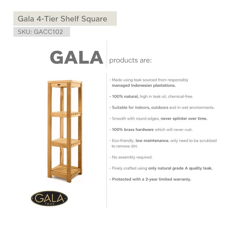 Teak 4-Tier Shelf Gala Square