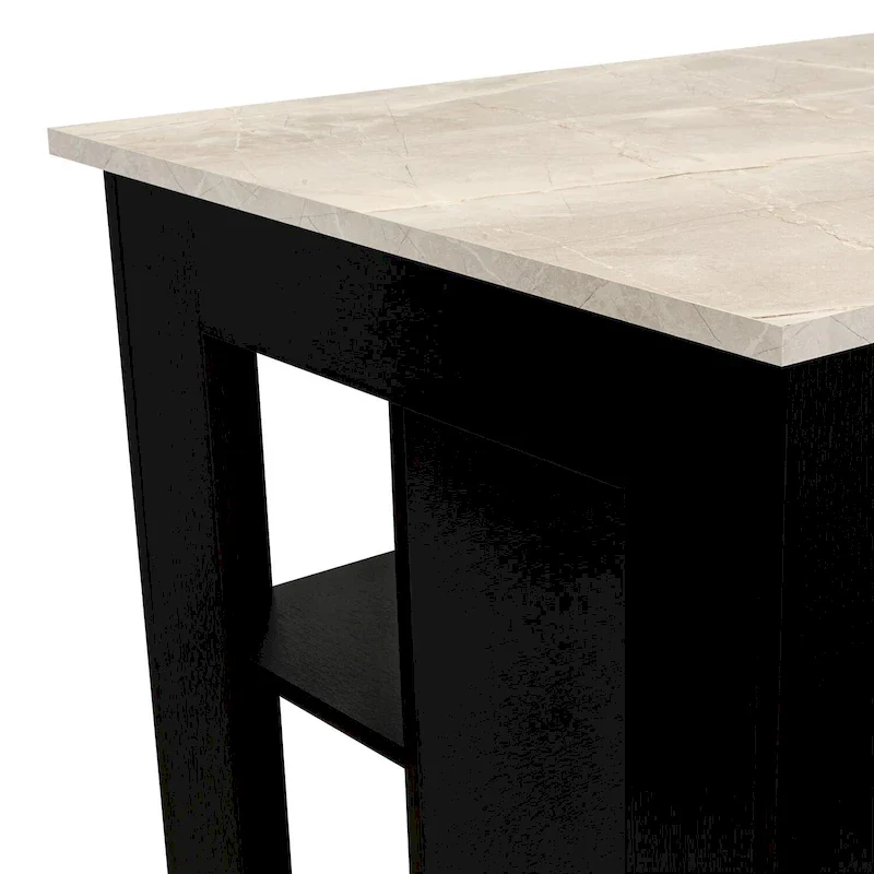 TUHOME Cala 3-Shelf Wooden Casual Kitchen Island