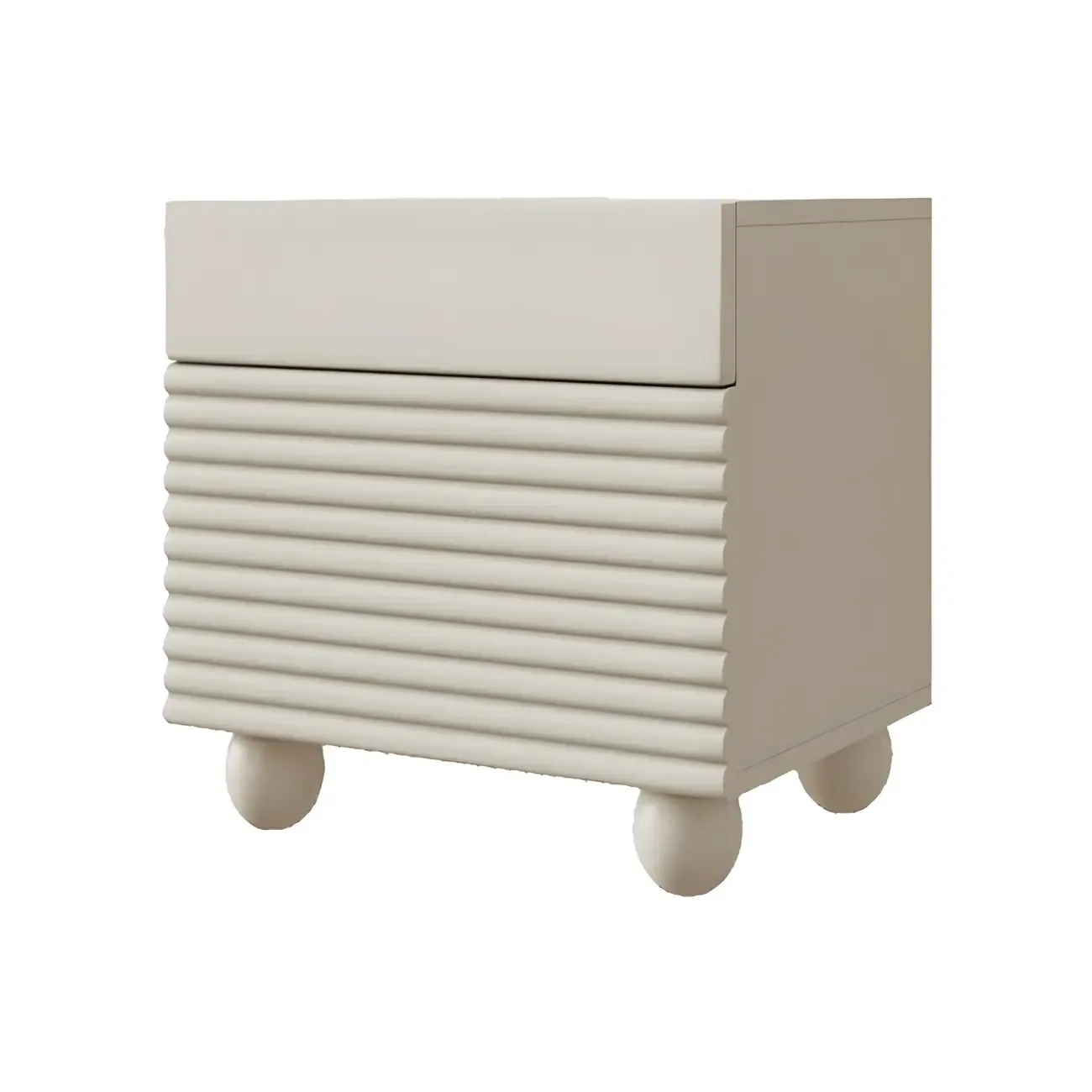 Narrow Cubic 2-Drawer Wood Small Bedside Table