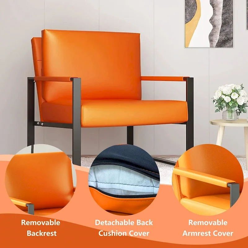 Mieres Mid-Century Style 3-Piece PU Leather Living Room Sofa