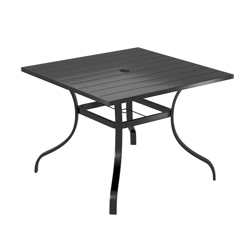 Steel square dining table for terrace