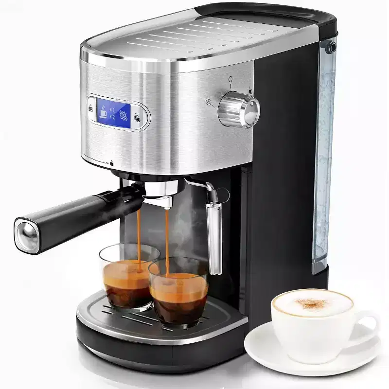 ZAFRO Espresso Machine 20 Bar, Semi-Automatic Professional Coffee Machine for Cappuccino  Latte with Milk Frother Steam Wand,LCD Display,Black
