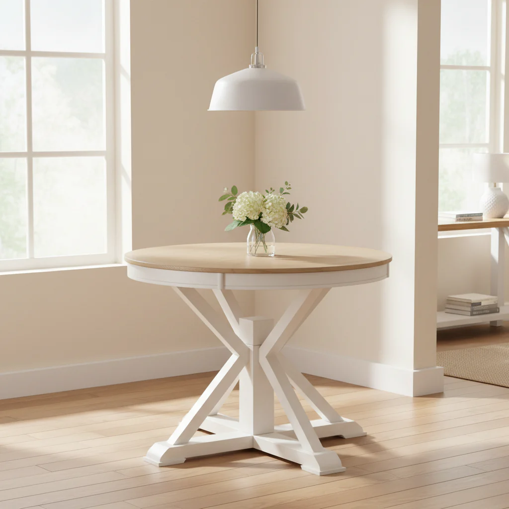 Retro Functional Extendable Dining Table with a 12 Leaf