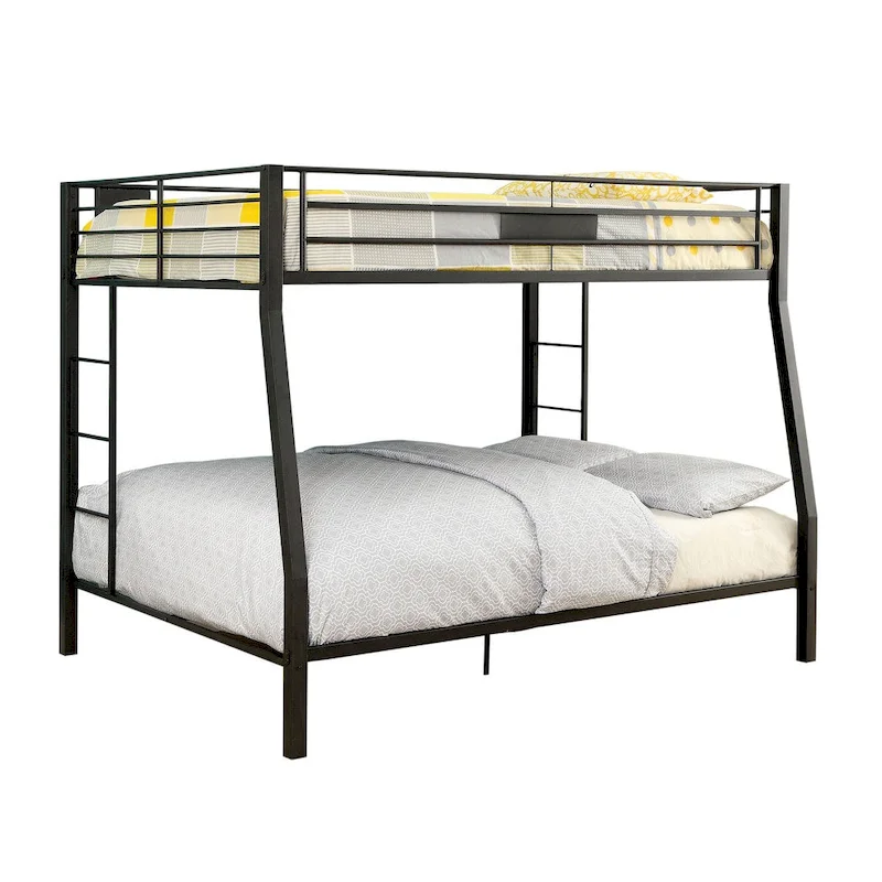 Black Metal Bunk Bed with Ladder, 2-Person