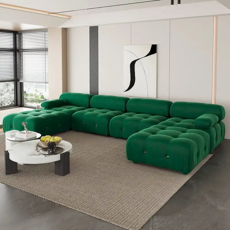 U-shaped Velvet Upholstery Sectional Modern Modular Couch