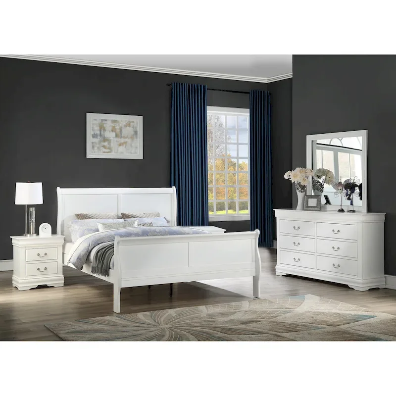 Lillie 4 Piece White Sleigh Bedroom Set