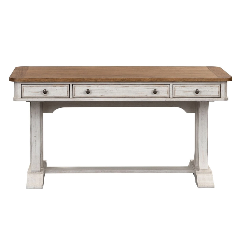 Farmhouse Reimagined Antique White with Chestnut Writing Desk