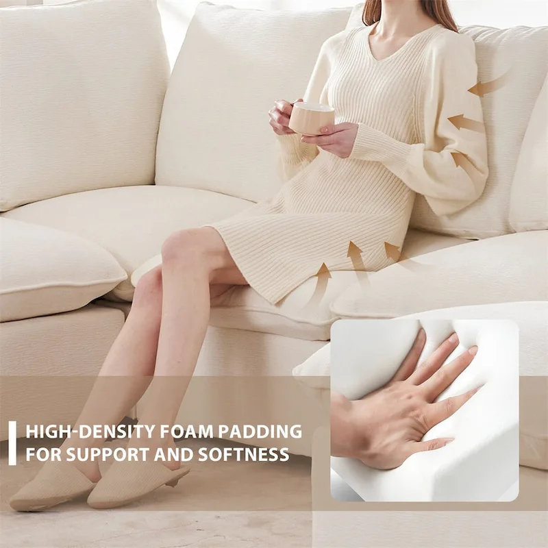 Modern L Shape Modular Sofa,Chenille Sectional Couch Set w/2 Pillows