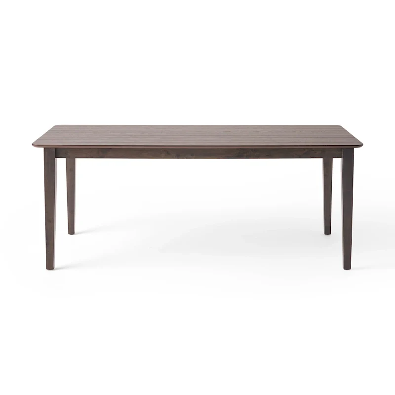 Walnut/Gray/Black Farmhouse Rubberwood Rectangular Dining Table, 8-Person