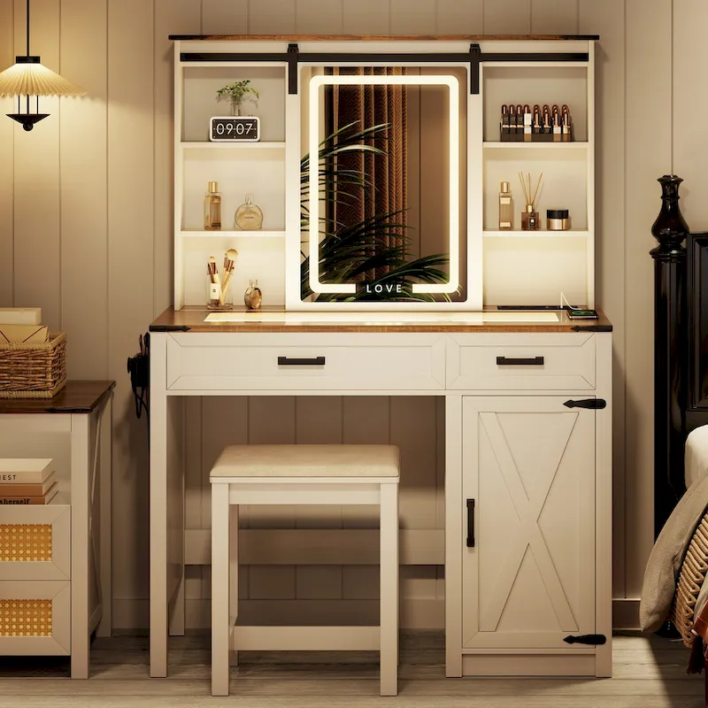 Makeup Vanity With Led Light and Outlets