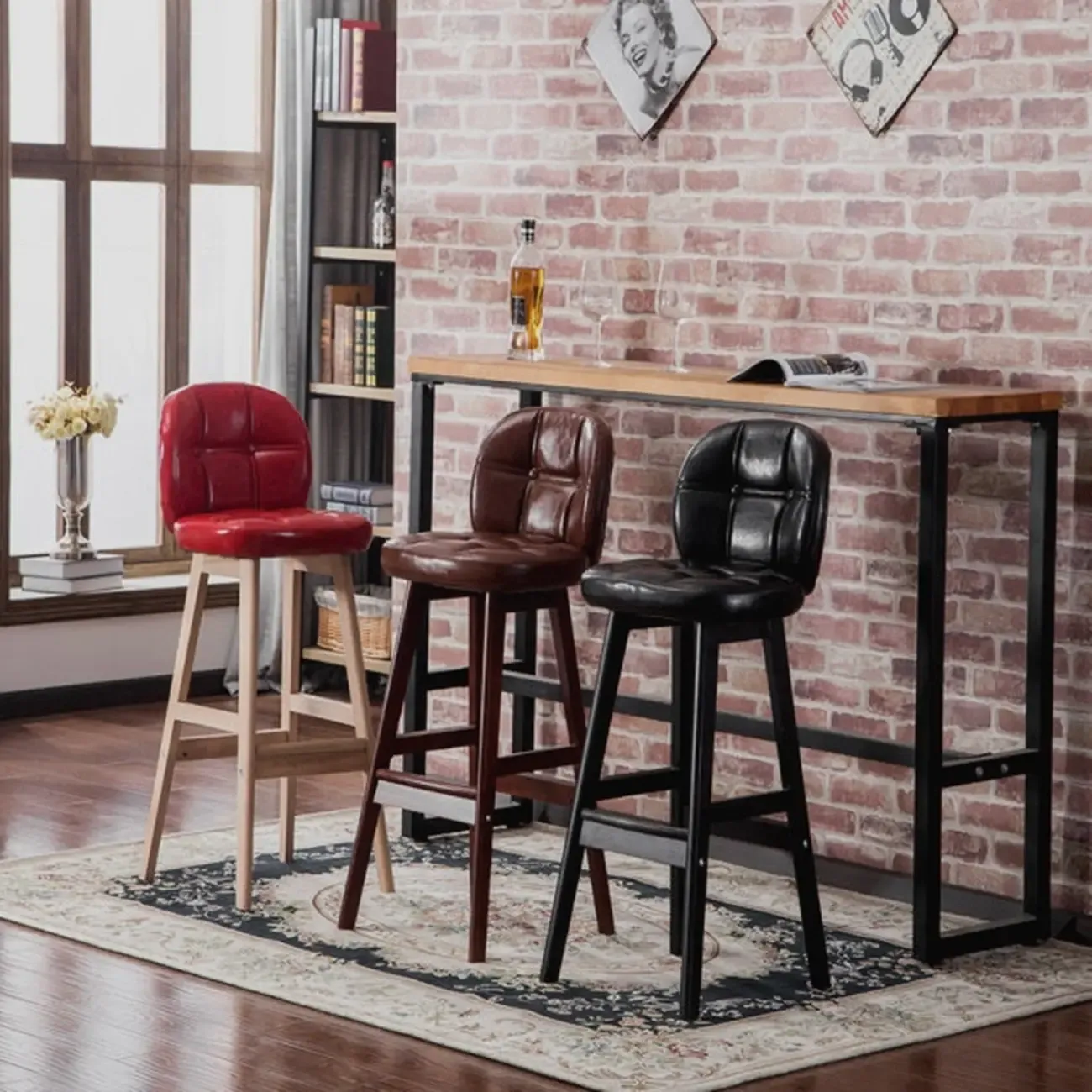 Elegant Low Back Bucket Faux Leather Bar Stool