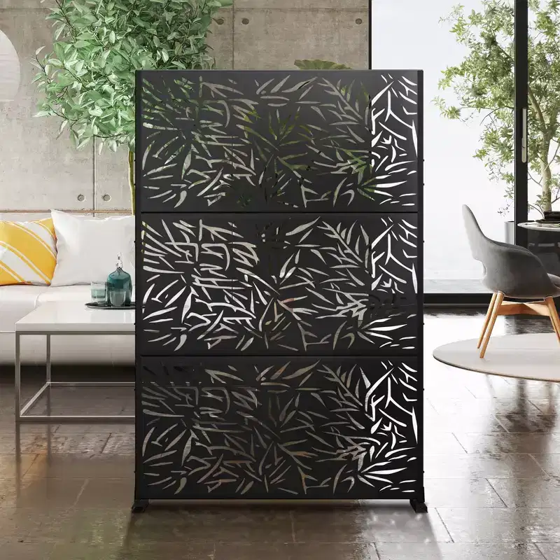 Dovelina 72x47 Metal Privacy Screen 3 Panels Freestanding Partitions and Room Divider