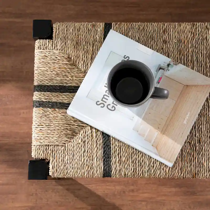 SEI Furniture Gainford Transitional Black Woven Fiber Bench