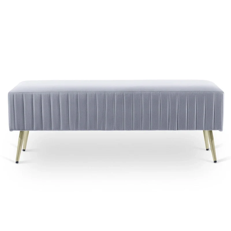 46  Modern Upholstered Bed and Entryway Bench with Padded Velvet Seat