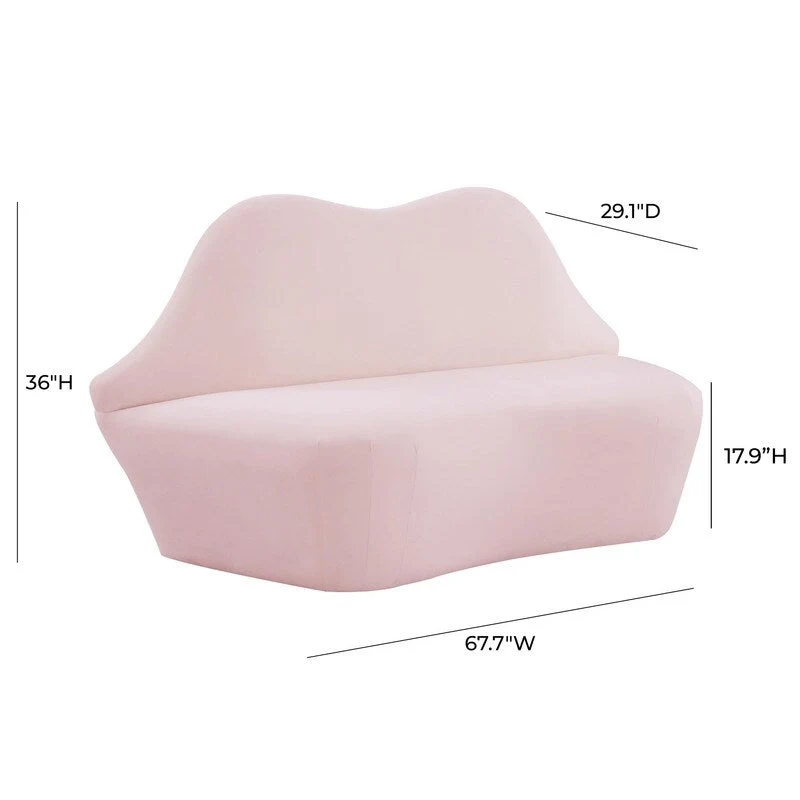 Lips Velvet Settee - 67.7 W x 29.1 D x 36 H