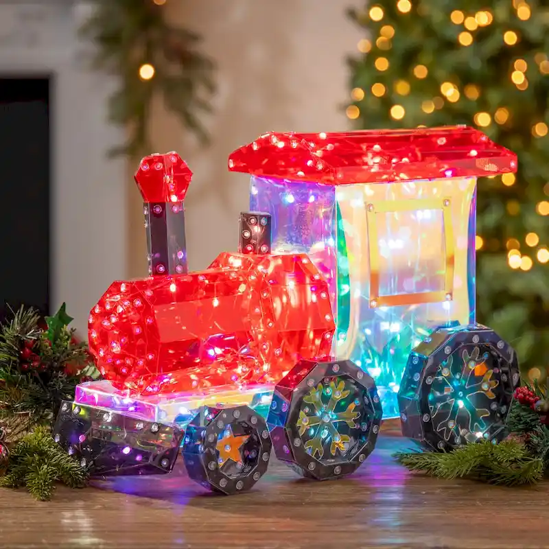 Spectacular 16 Inch Lighted Holographic Holiday Train