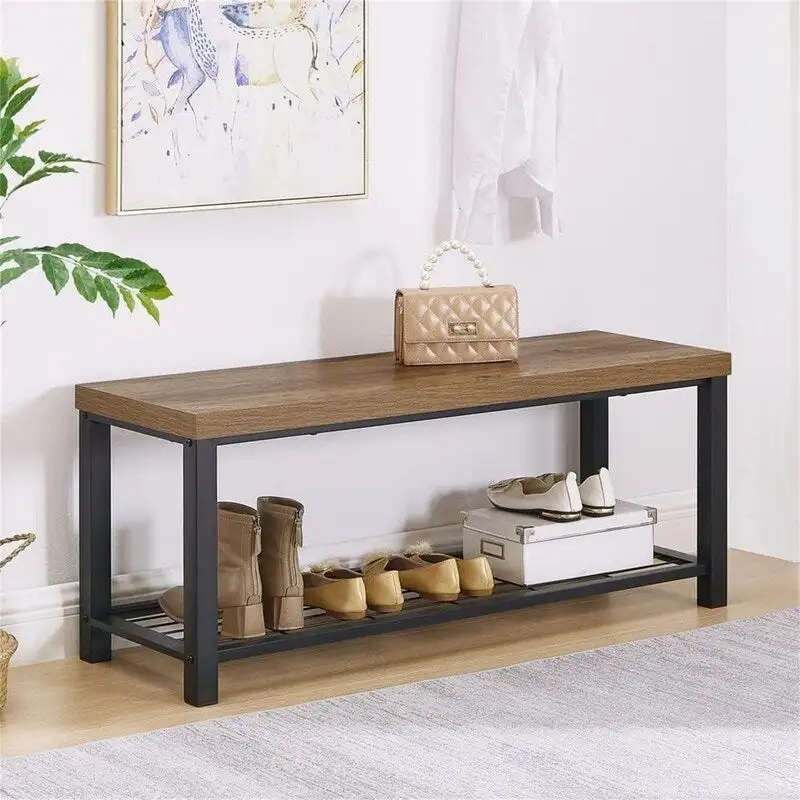 Industrial Entryway Bench - 14D x 43.3W x 18H