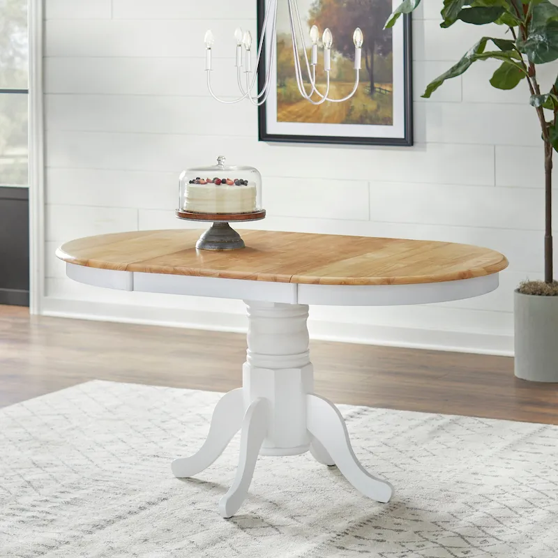 Farmhouse Solid Wood Dining Table with Extension Leaf