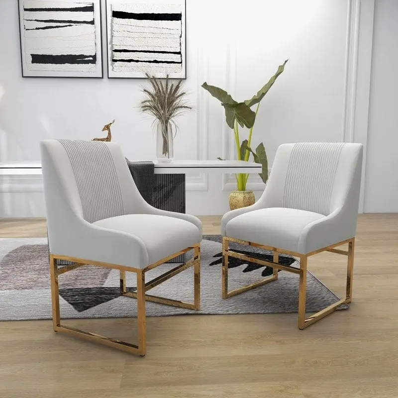 SEYNAR Contempoary Velvet Dining Chair with Metal Frame Legs, set of 8